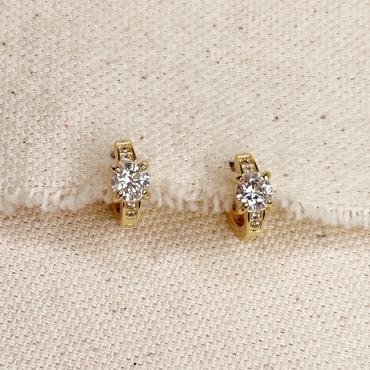 CAMi 18k Gold Filled Mini Clicker with CZ Earrings – Dainty, Sparkling & Everyday Chic