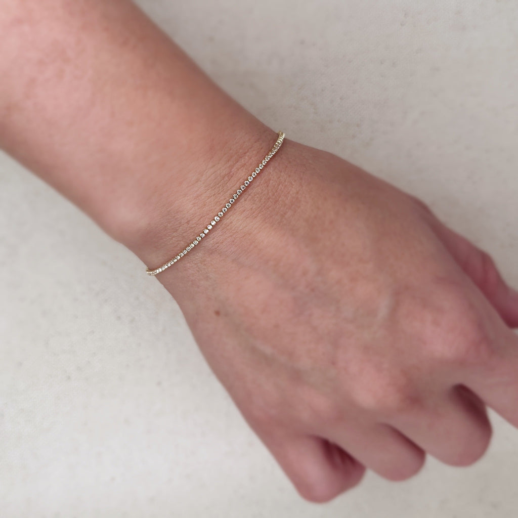 CAMi 18k Gold Filled 1.2mm CZ Tennis Bracelet – Elegant, Minimalist & Handcrafted in Brazil