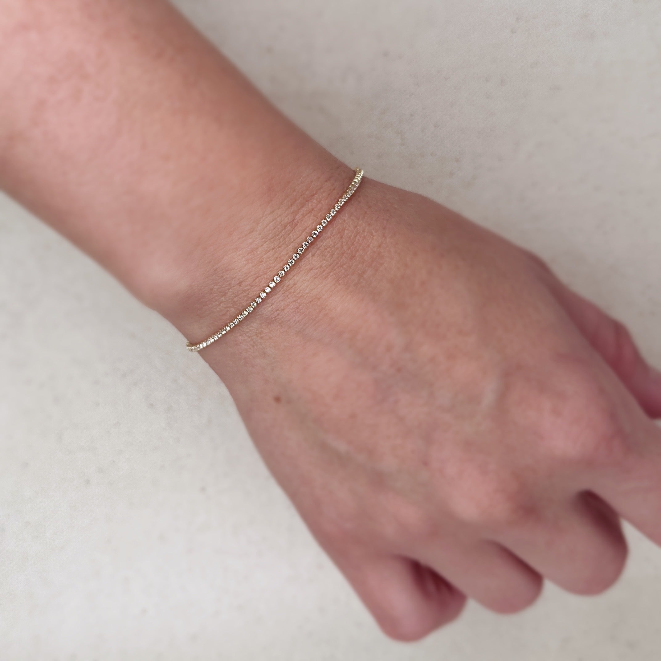 CAMi 18k Gold Filled 1.2mm CZ Tennis Bracelet – Elegant, Minimalist & Handcrafted in Brazil