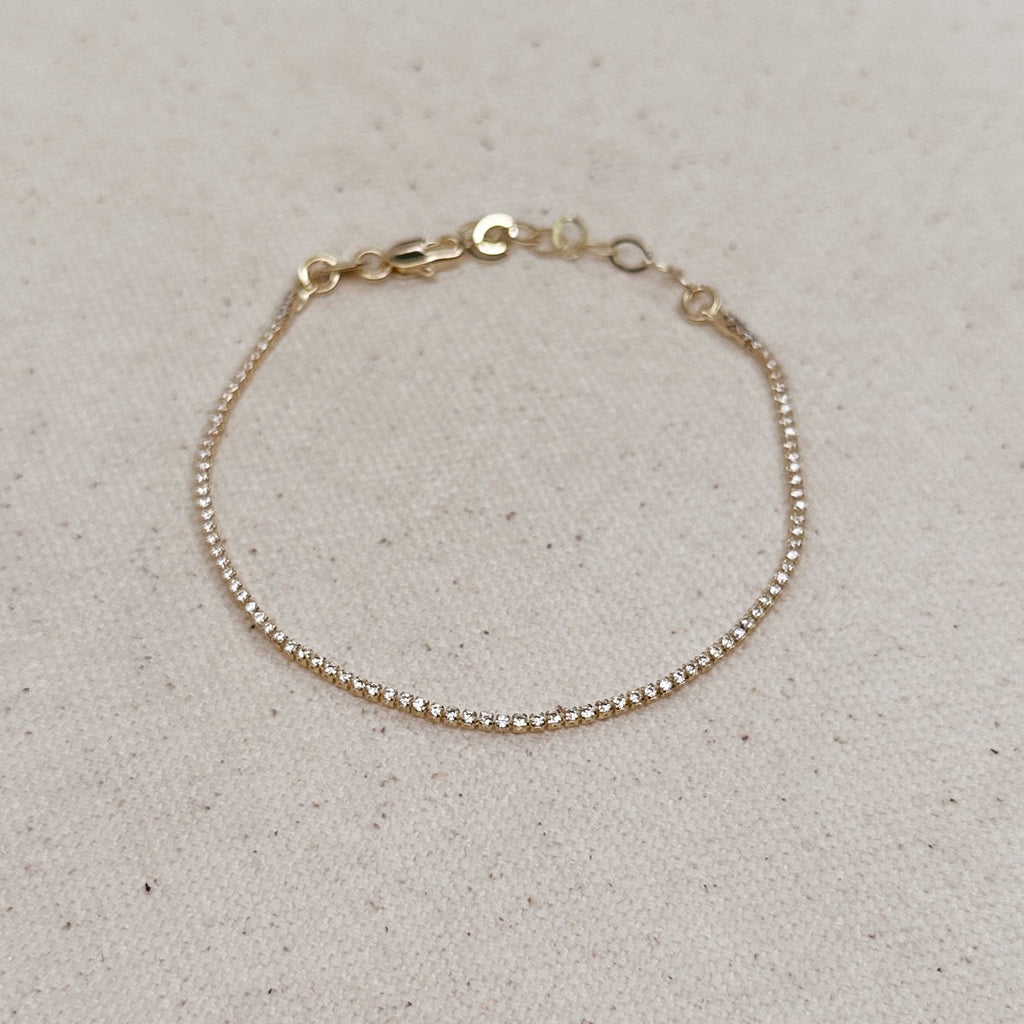 CAMi 18k Gold Filled 1.2mm CZ Tennis Bracelet – Elegant, Minimalist & Handcrafted in Brazil