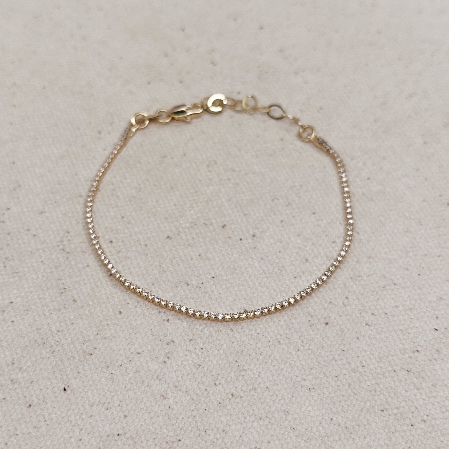 CAMi 18k Gold Filled 1.2mm CZ Tennis Bracelet – Elegant, Minimalist & Handcrafted in Brazil