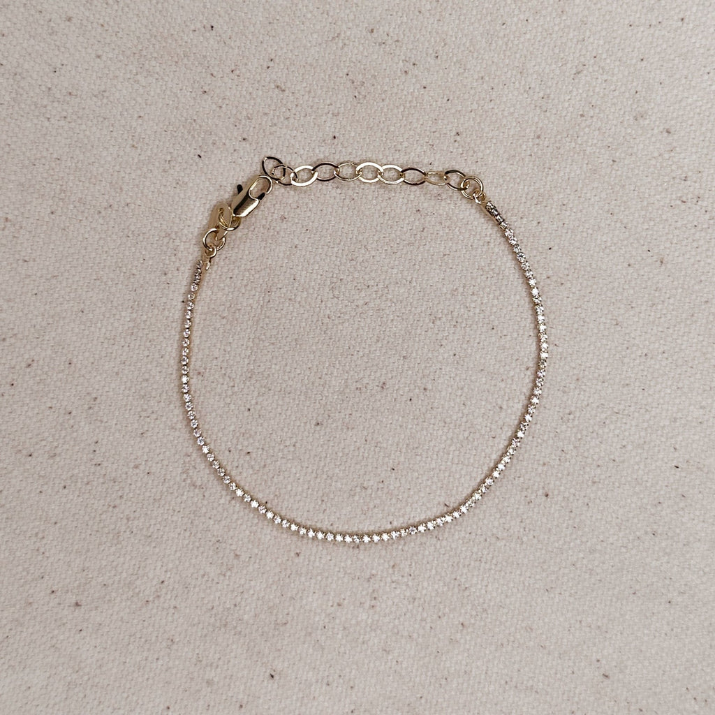 CAMi 18k Gold Filled 1.2mm CZ Tennis Bracelet – Elegant, Minimalist & Handcrafted in Brazil