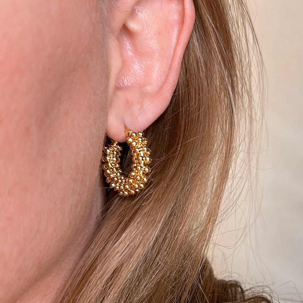 CAMi 18k Gold Filled Beaded Cluster Hoop Earrings – Timeless, Chic & Handcrafted in Brazil