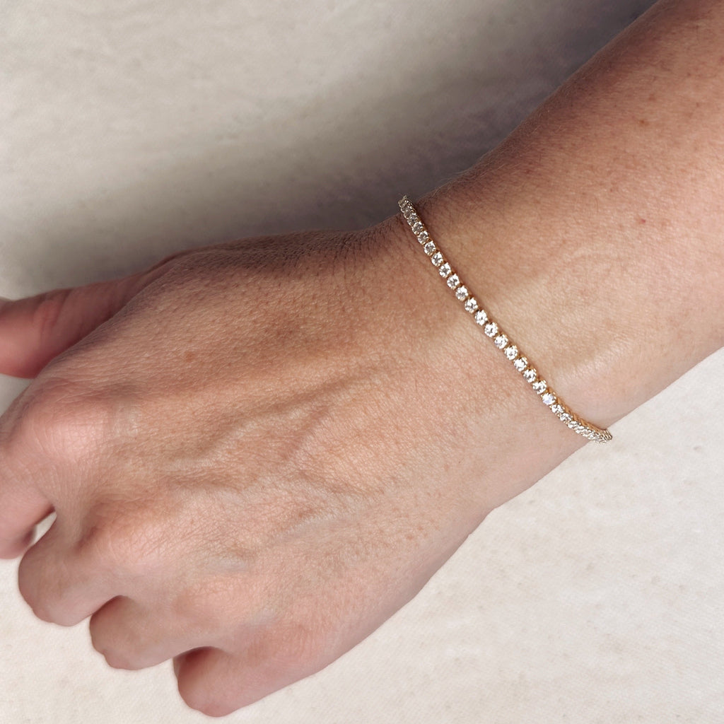 CAMi 18k Gold Filled 2mm CZ Tennis Bracelet – Timeless, Elegant & Handcrafted in Brazil