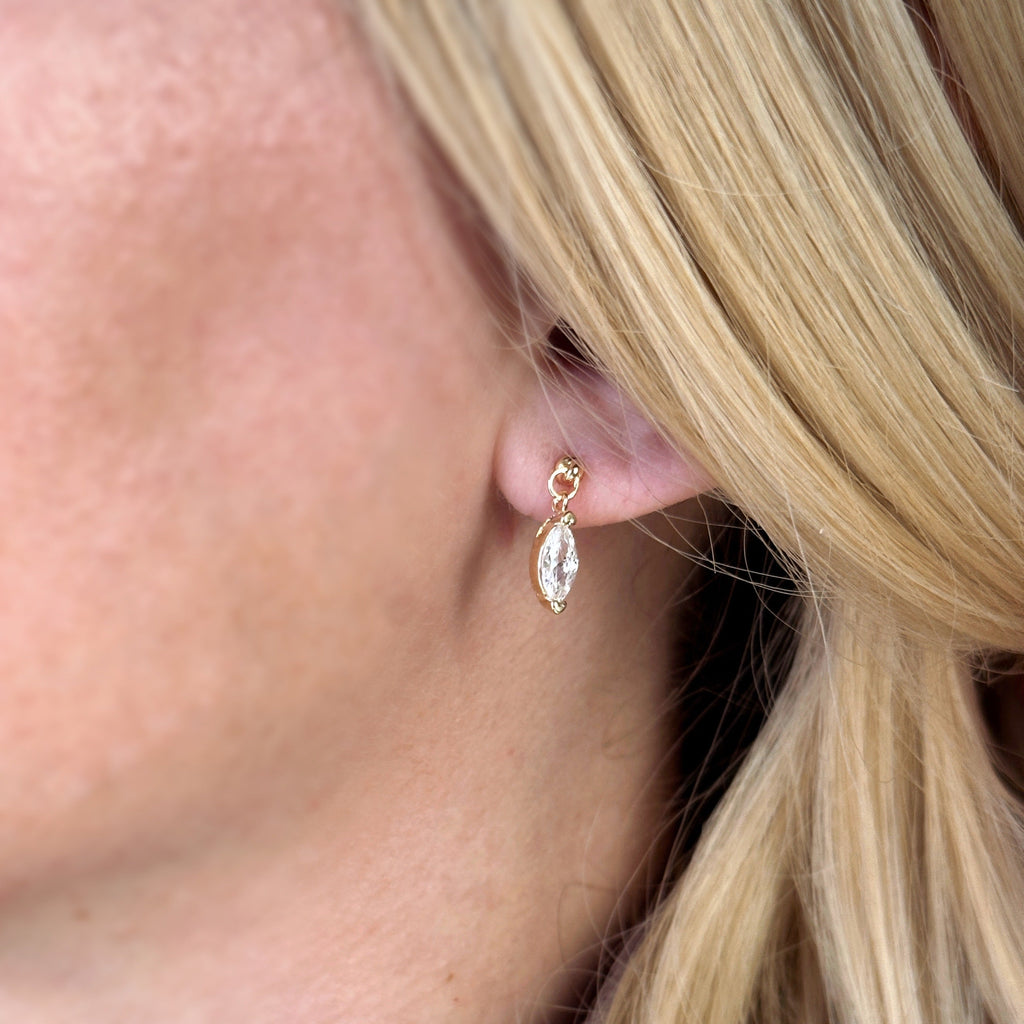 CAMi 18k Gold Filled Marquise CZ Earrings – Elegant, Sparkling & Handcrafted in Brazil