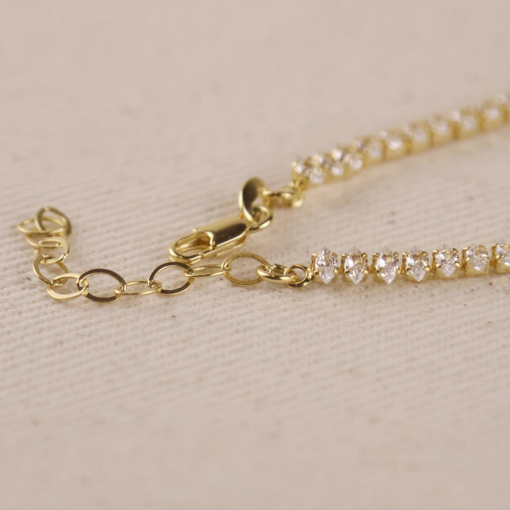 CAMi 18k Gold Filled 4mm Marquise Tennis Bracelet – Elegant, Sparkling & Handcrafted in Brazil