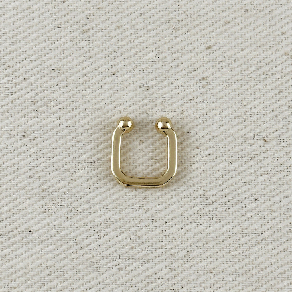 18k Gold Filled Square Ear Cuff – Bold, Modern & Piercing-Free Style