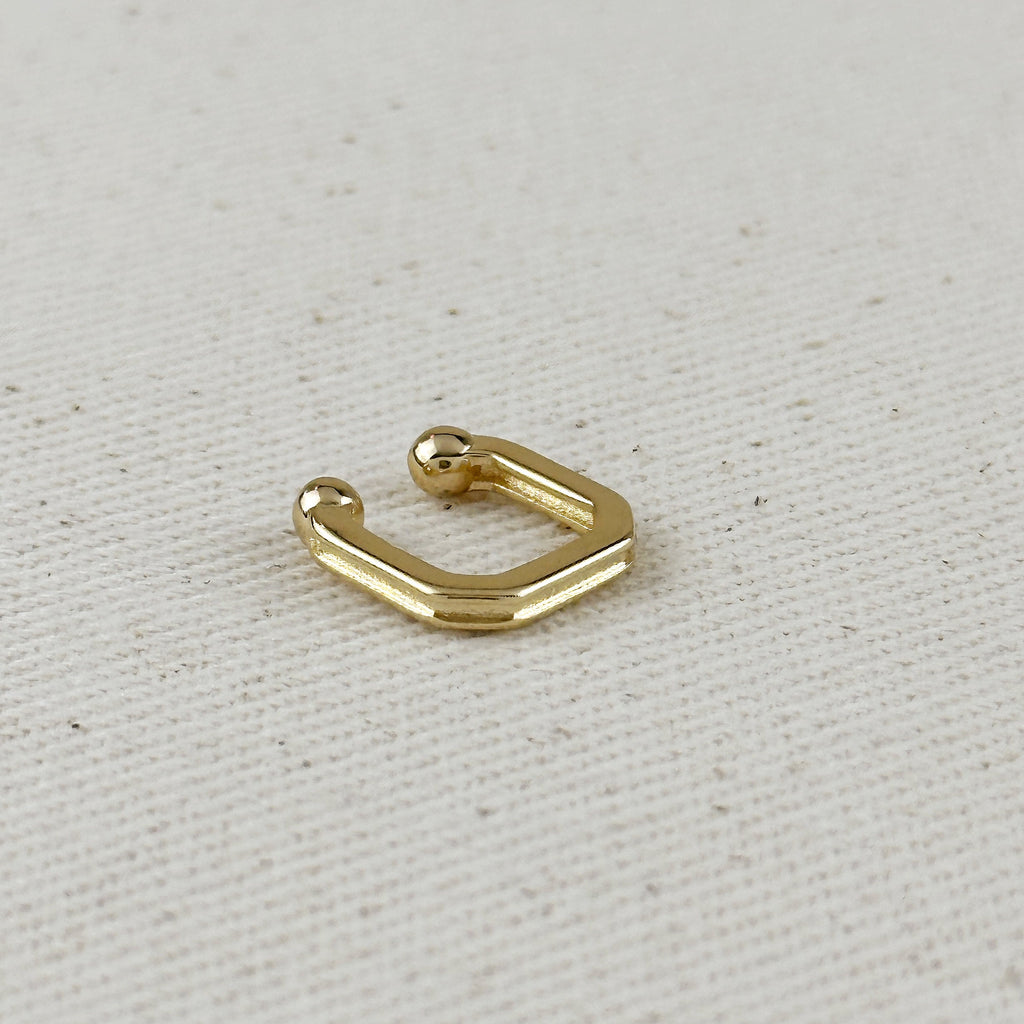 18k Gold Filled Square Ear Cuff – Bold, Modern & Piercing-Free Style