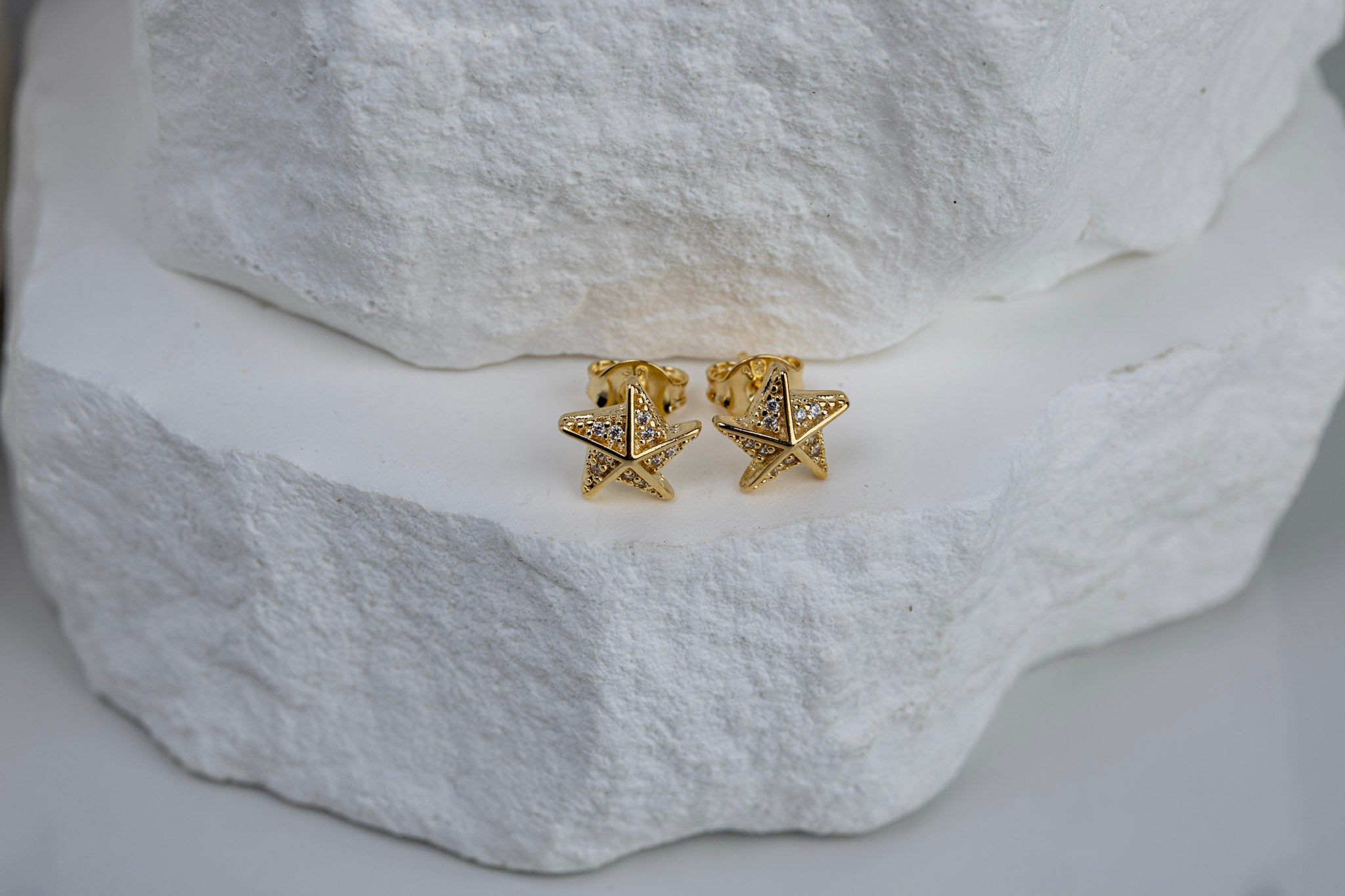 18k Gold Filled Stella a Mulinello CZ Stud Earrings – Celestial, Elegant & Handcrafted in Brazil