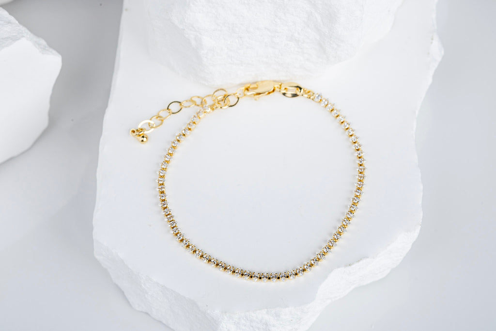 CAMi 18k Gold Filled Marquise Tennis Bracelet – Elegant, Sparkling & Handcrafted in Brazil
