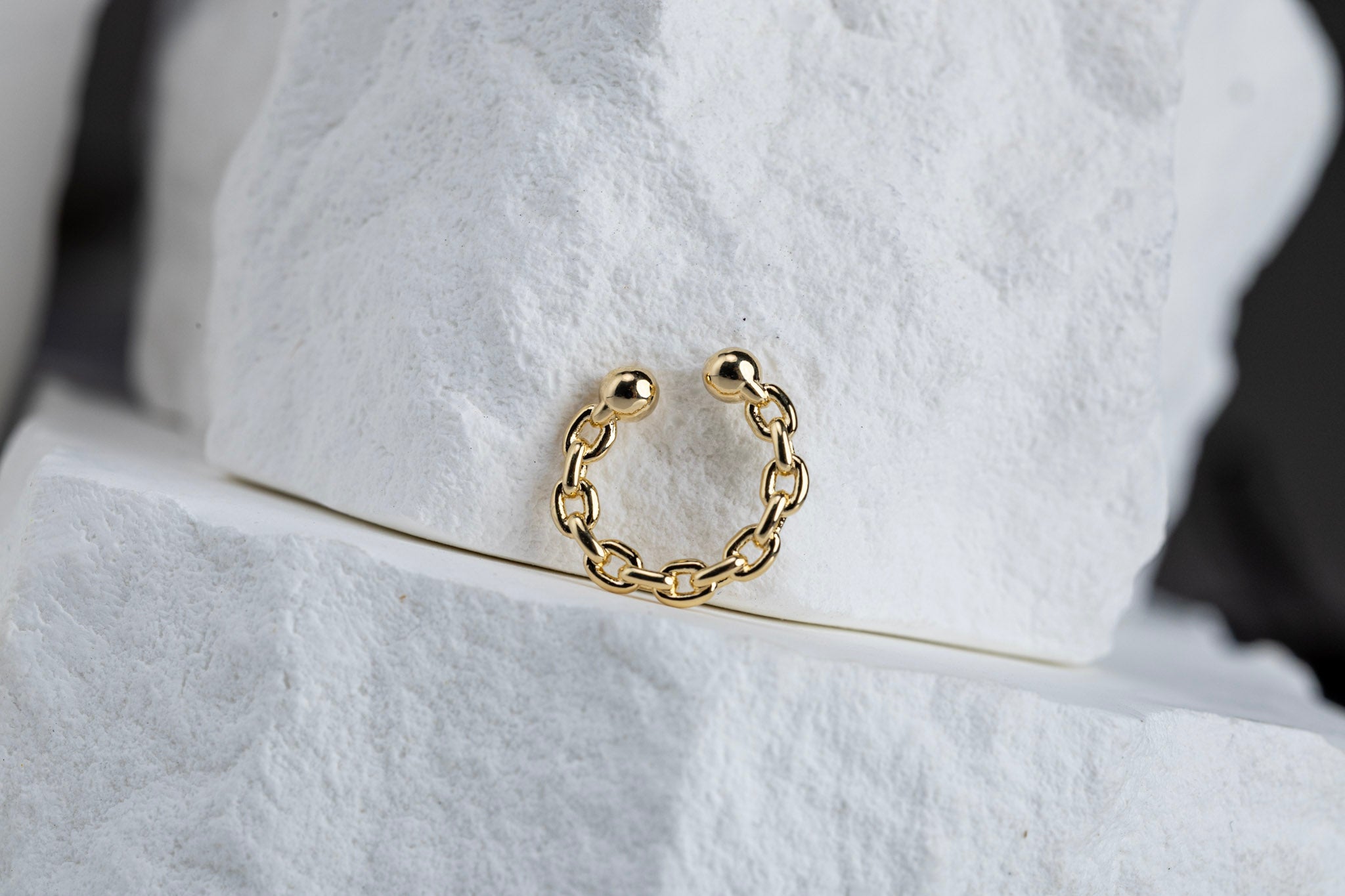 18k Gold Filled Crafted Chain Ear Cuff – Modern, Edgy & Handcrafted in Brazil (No Piercing Needed)
