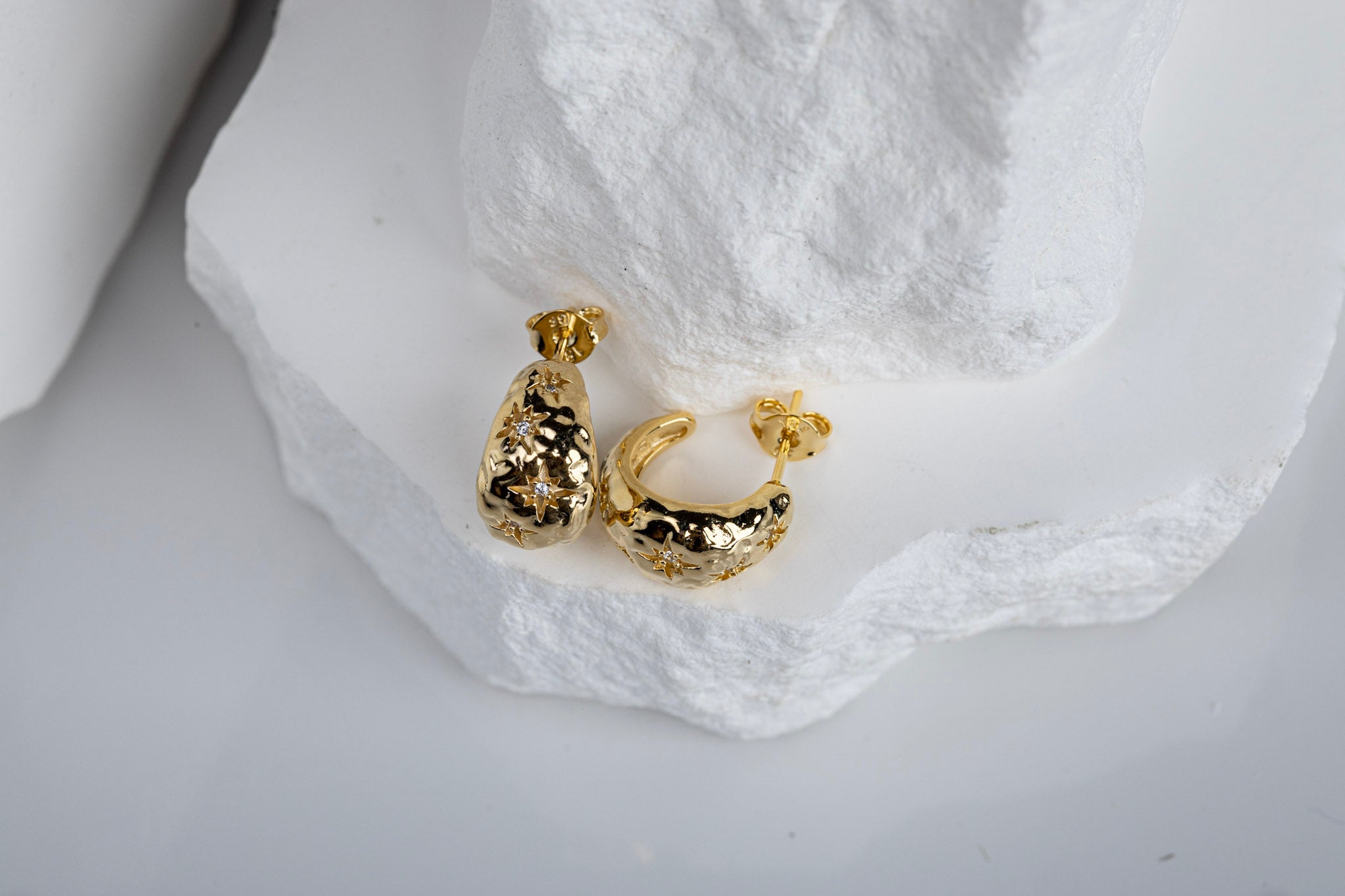 18k Gold Filled Hammered Crescent Moon Earrings – Celestial, Elegant & Bohemian Chic