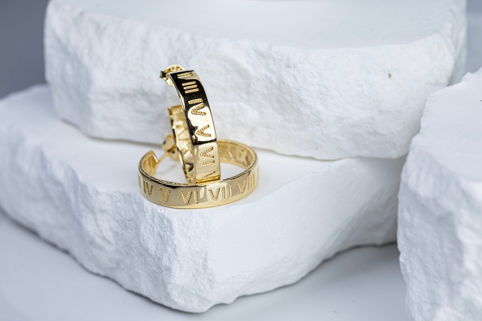 18k Gold Filled Roman Numerals C Hoop Earrings18k Gold Filled Roman Numerals C-Hoop Earrings – Timeless Elegance with a Modern Edge