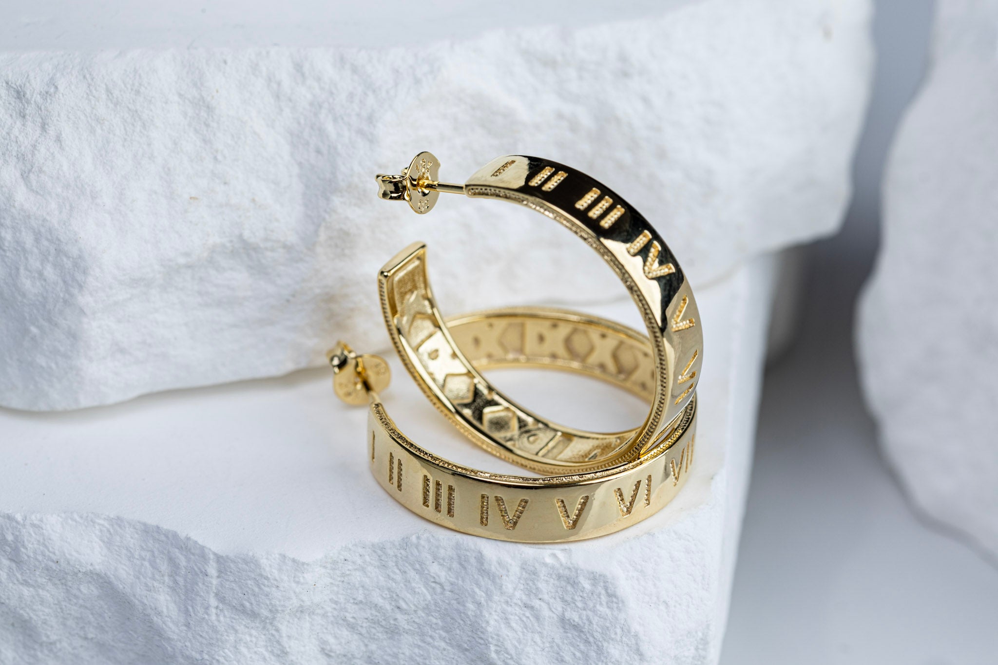 18k Gold Filled Roman Numerals C Hoop Earrings18k Gold Filled Roman Numerals C-Hoop Earrings – Timeless Elegance with a Modern Edge