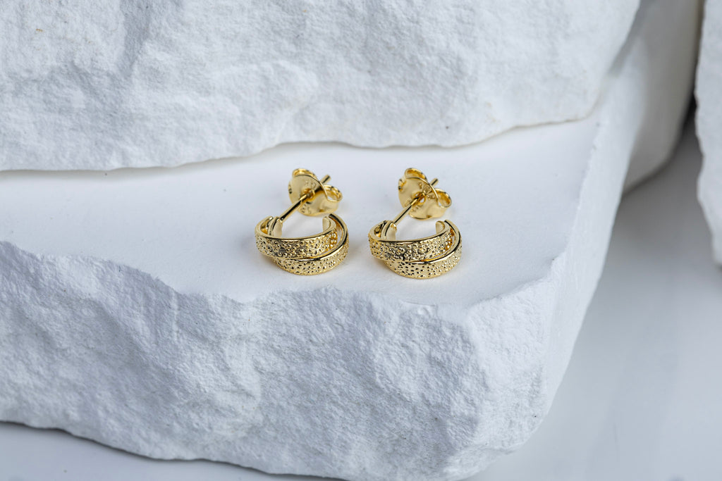 18k Gold Filled 10mm Mini Double Wire C-Hoop Earrings – Minimalist Elegance, Everyday Style