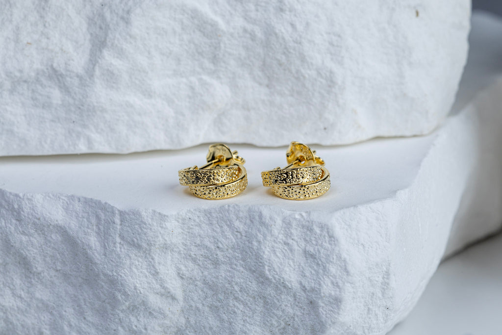 18k Gold Filled 10mm Mini Double Wire C-Hoop Earrings – Minimalist Elegance, Everyday Style