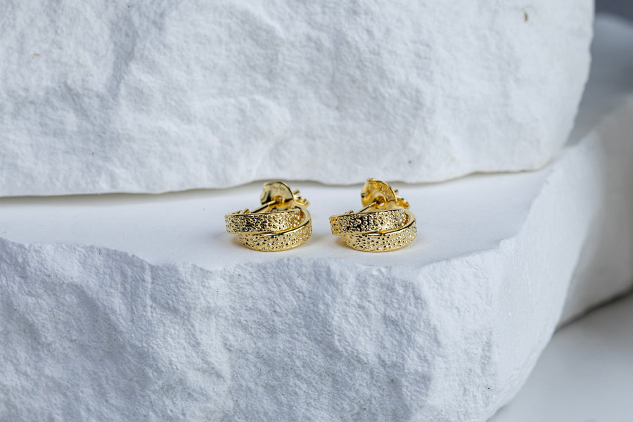 18k Gold Filled 10mm Mini Double Wire C-Hoop Earrings – Minimalist Elegance, Everyday Style