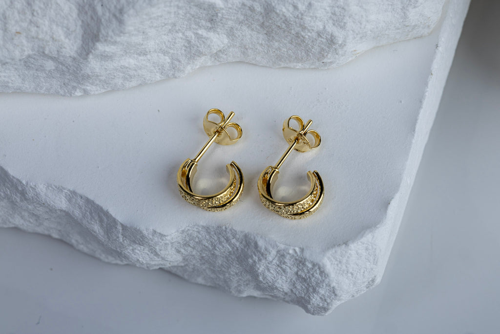 18k Gold Filled 10mm Mini Double Wire C-Hoop Earrings – Minimalist Elegance, Everyday Style