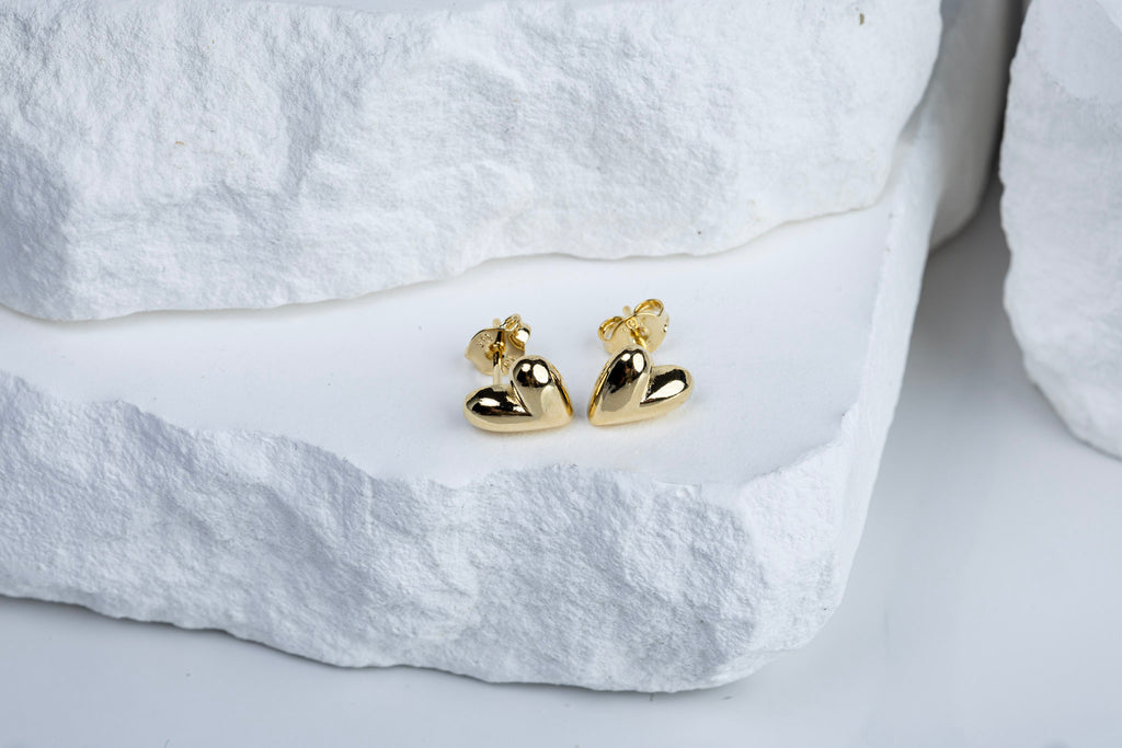CAMi Mini Uneven Heart Stud Earrings – Dainty, Romantic & Timeless