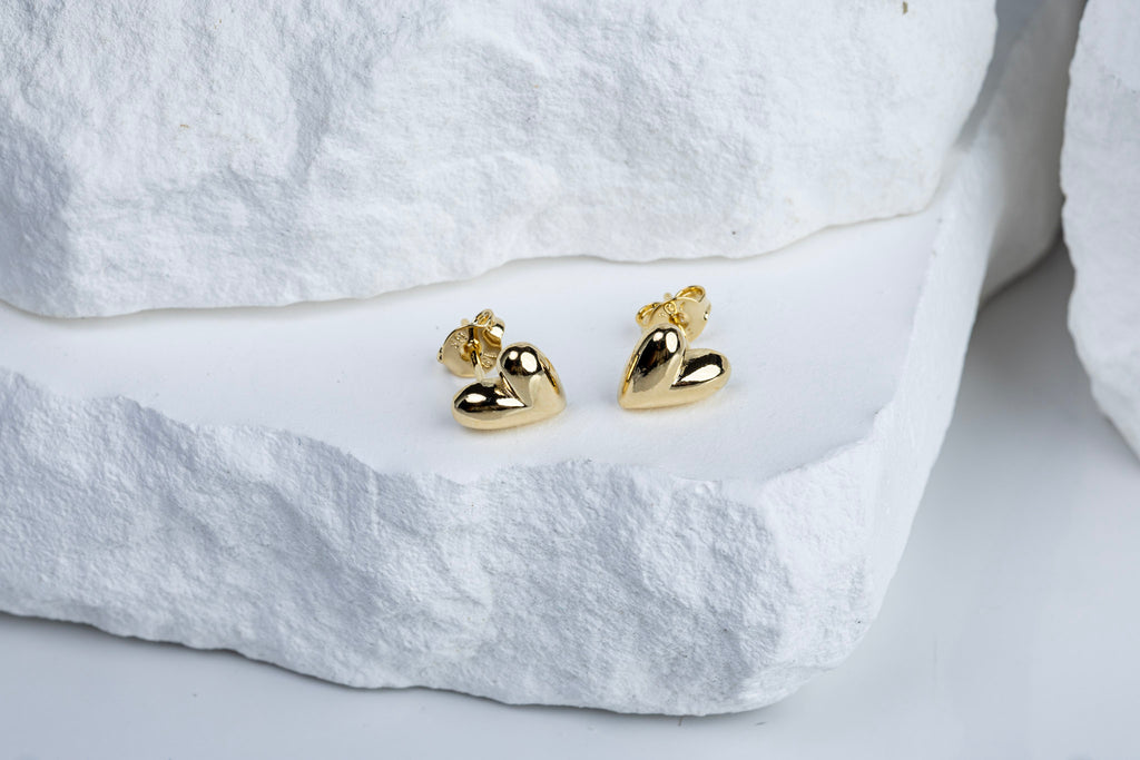 CAMi Mini Uneven Heart Stud Earrings – Dainty, Romantic & Timeless