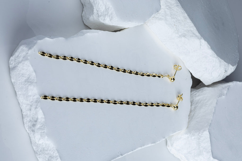 18k Gold Filled Detailed Chain Drop Earrings – Bold, Modern & Handcrafted in Brazil