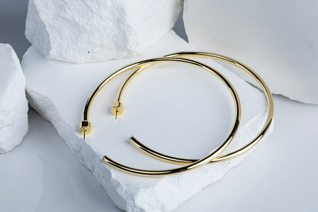 18k Gold Filled 80mm New Wave Hoop Earrings – Bold, Contemporary & Handcrafted in Brazil