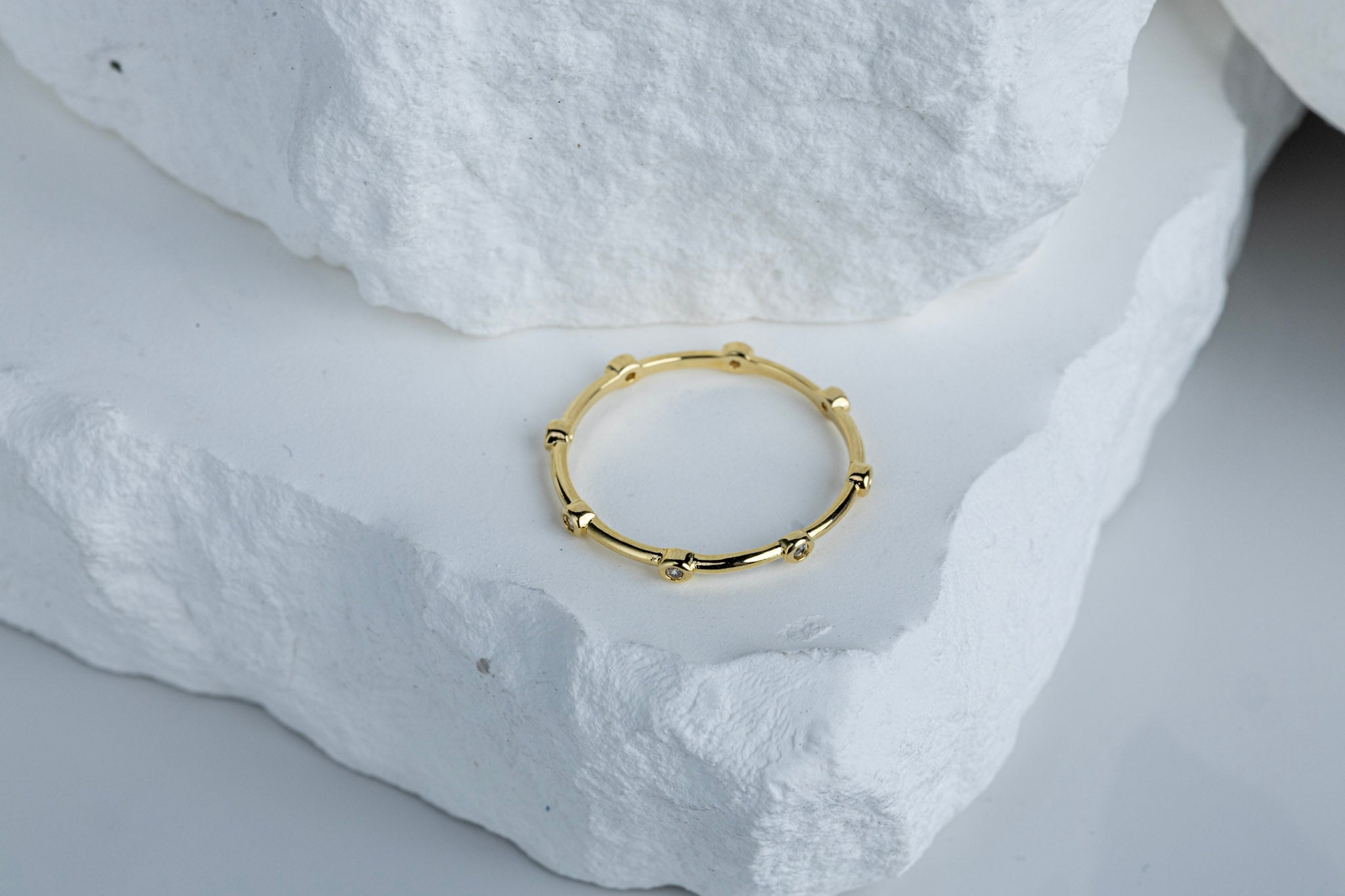 18k Gold Filled CZ Dots Infinity Band Ring – Timeless, Elegant & Handcrafted in Brazil