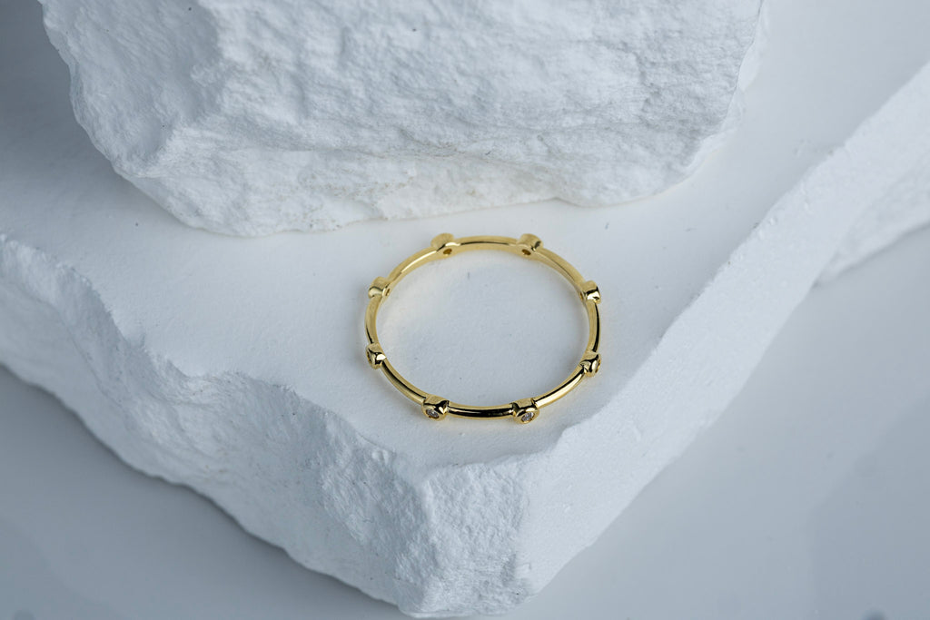 18k Gold Filled CZ Dots Infinity Band Ring – Timeless, Elegant & Handcrafted in Brazil