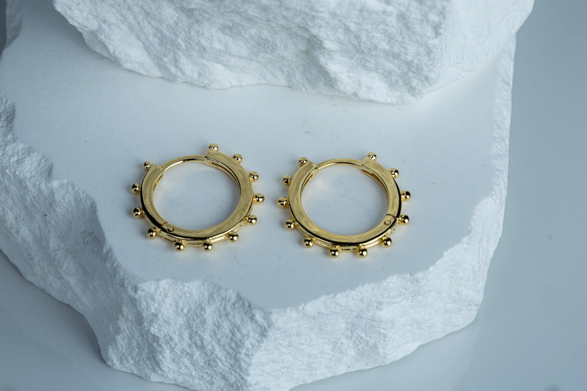 CAMi 18k Gold Filled Hoop Earrings with Ball Detailing – Stylish & Fun