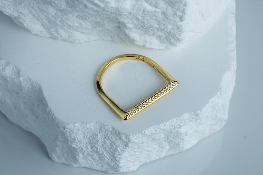 CAMi 18k Gold Filled Thin Line CZ Ring – Minimalist, Stackable & Handcrafted in Brazil
