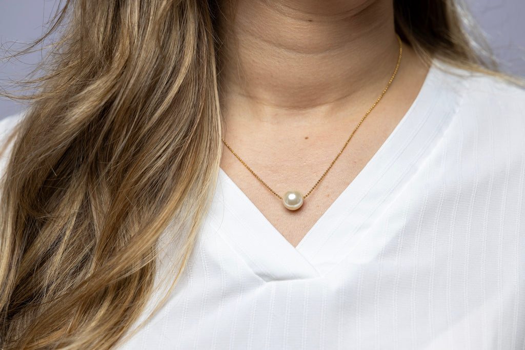 18k Gold Filled Solitaire Pearl Necklace – Classic, Elegant & Handcrafted in Brazil
