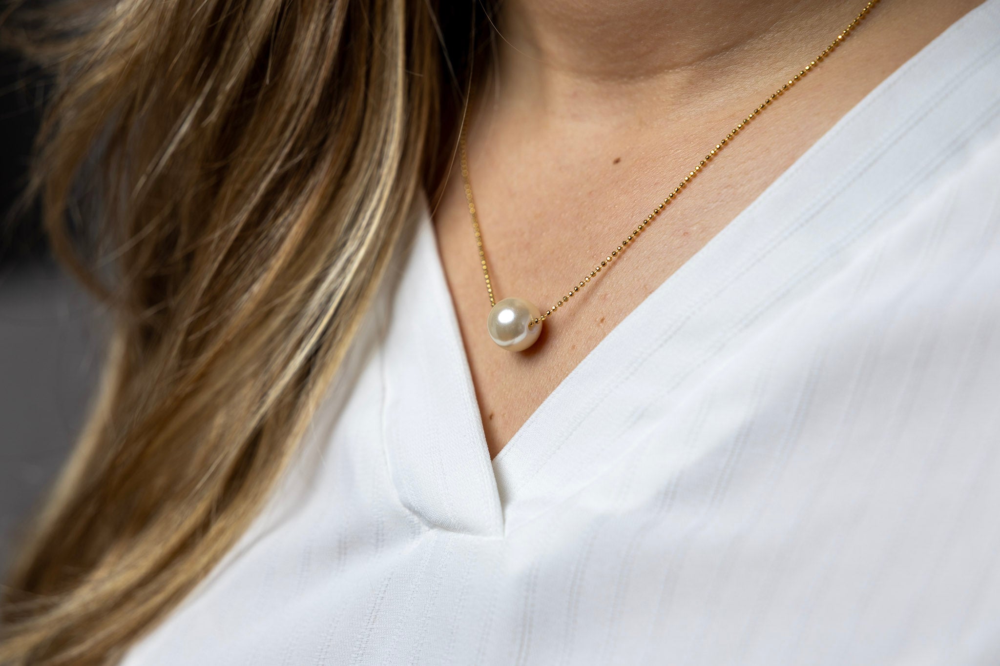 18k Gold Filled Solitaire Pearl Necklace – Classic, Elegant & Handcrafted in Brazil