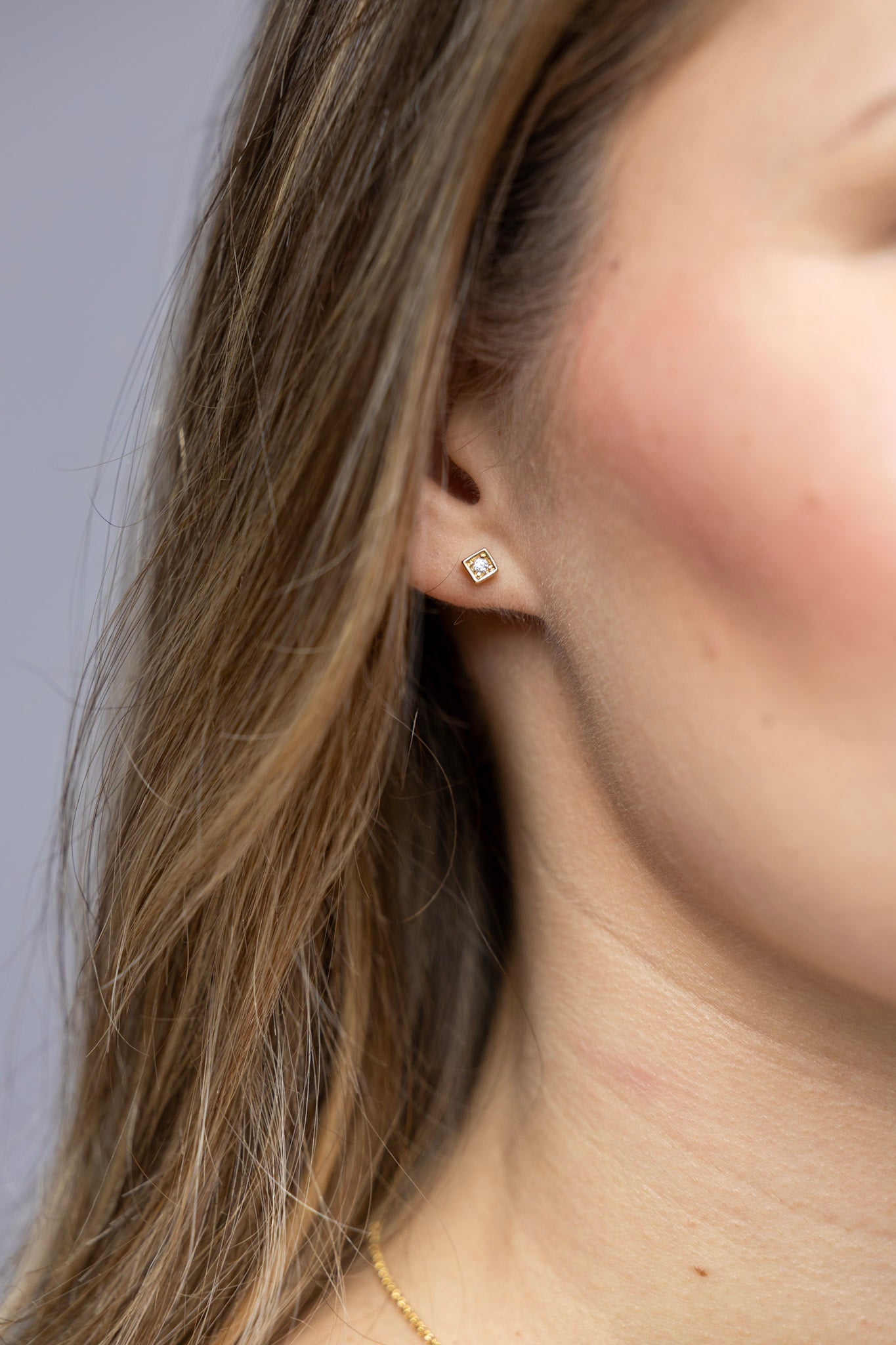 18k Gold Filled Mini CZ Square Stud Earrings – Modern, Minimalist & Handcrafted in Brazil
