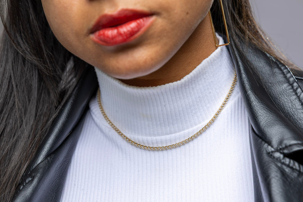 CAMi 18k Gold Filled 4mm Marquise Tennis Necklace – Elegant, Sparkling & Handcrafted in Brazil