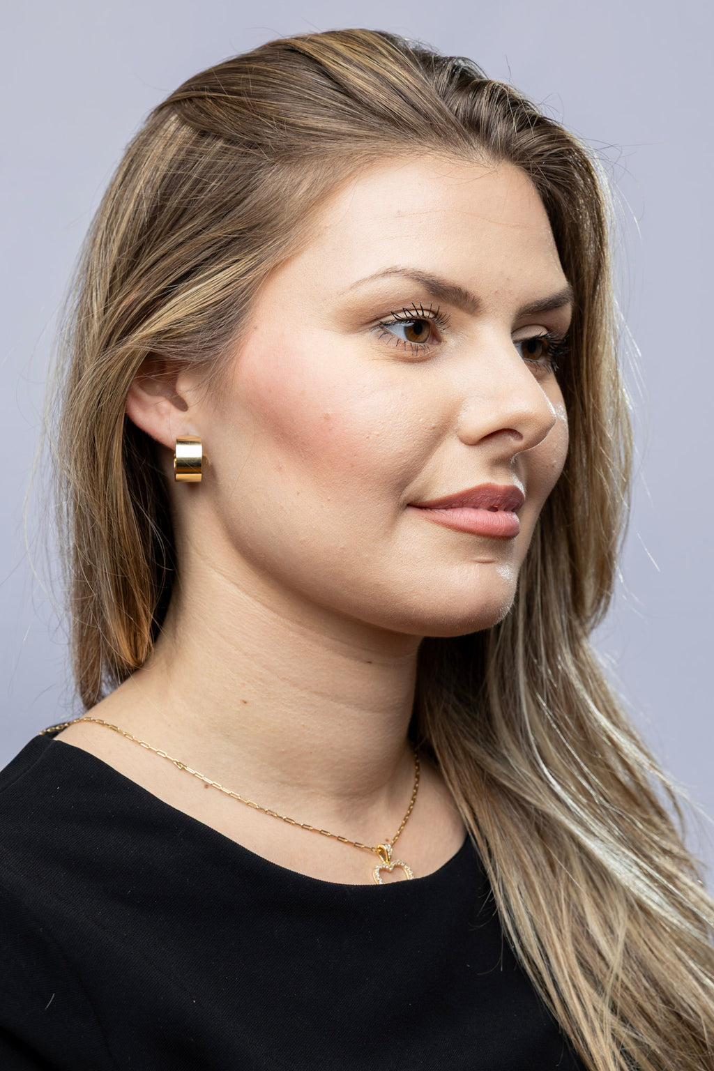 CAMi 18k Gold Filled Wide Flat Polished Half Hoop Earrings – Bold, Sleek & Timeless