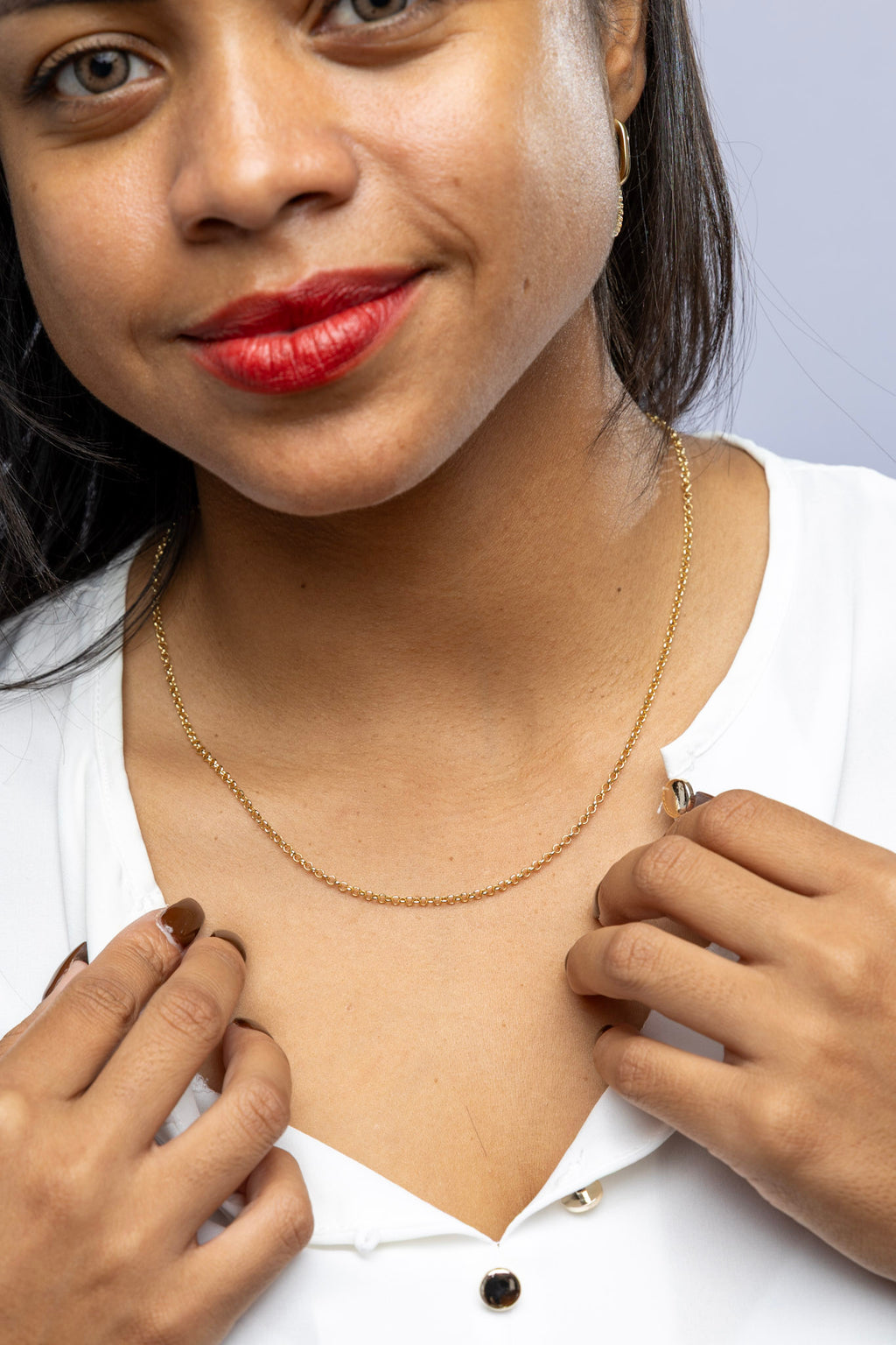 CAMi 18k Gold Filled Front Clasp Rolo Chain Necklace – Modern, Versatile & Handcrafted in Brazil