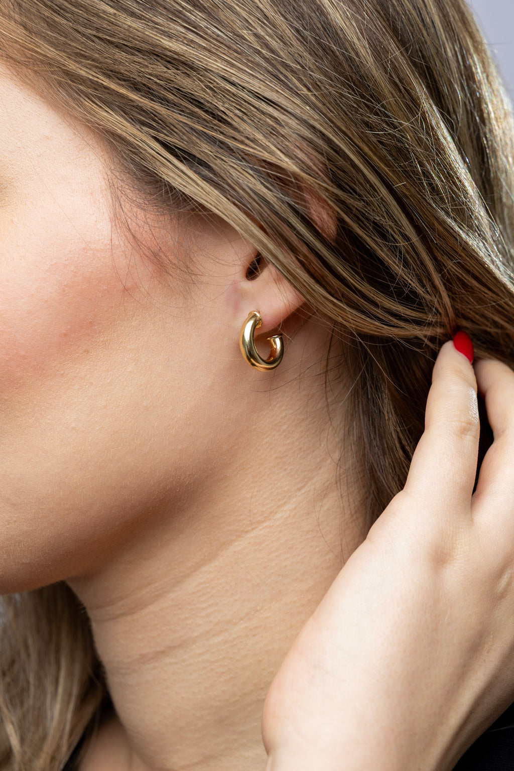 18k Gold Filled Mini Chubby C-Hoop Earrings – Bold, Lightweight & Everyday Chic