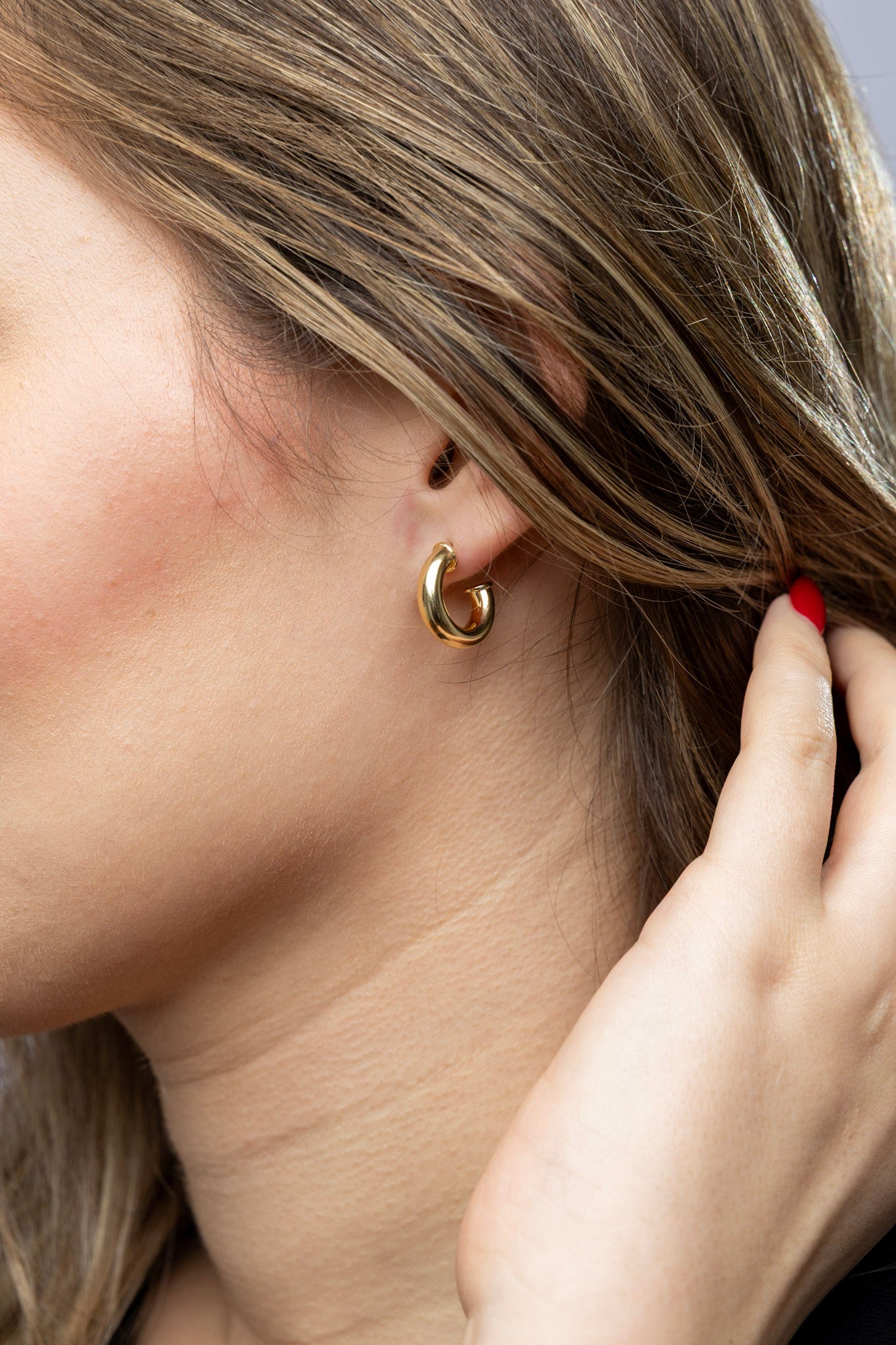 18k Gold Filled Mini Chubby C-Hoop Earrings – Bold, Lightweight & Everyday Chic