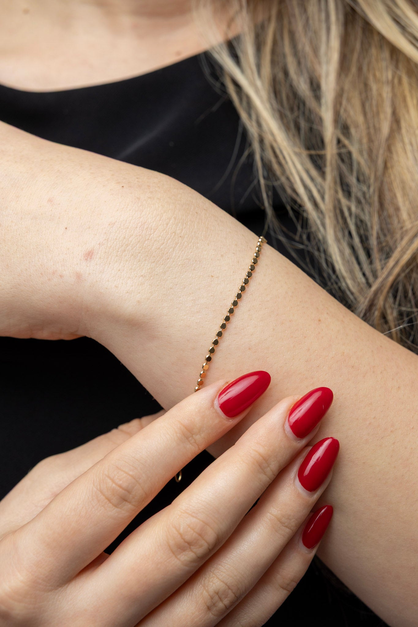 CAMi 18k Gold Filled 2mm Dot Ball Bracelet – Dainty, Minimalist & Handcrafted in Brazil