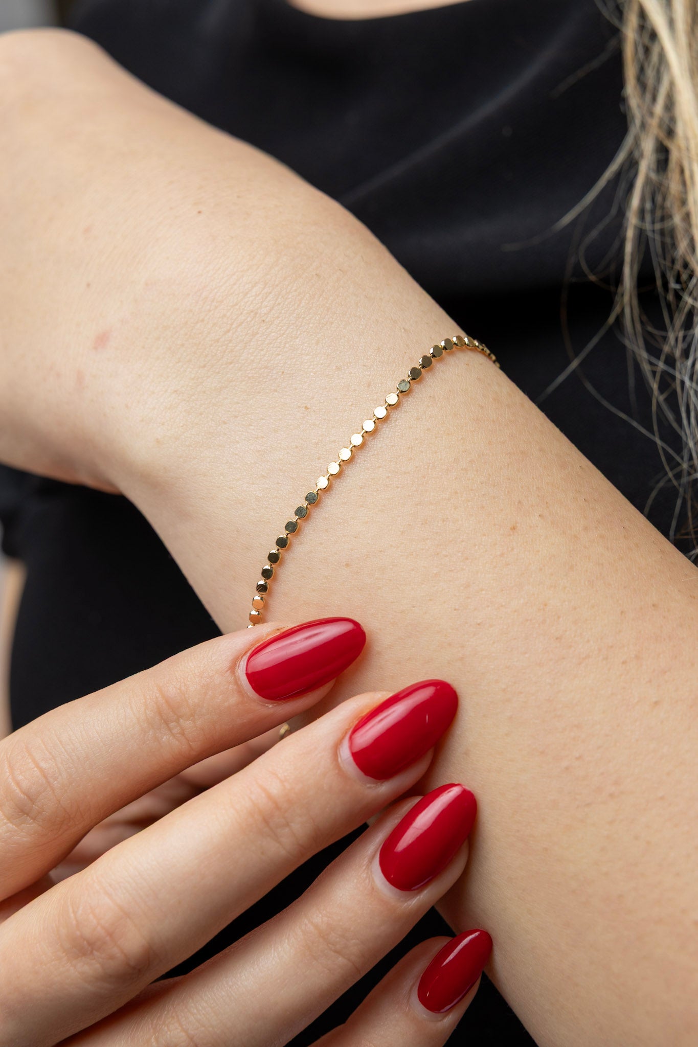 CAMi 18k Gold Filled 2mm Dot Ball Bracelet – Dainty, Minimalist & Handcrafted in Brazil
