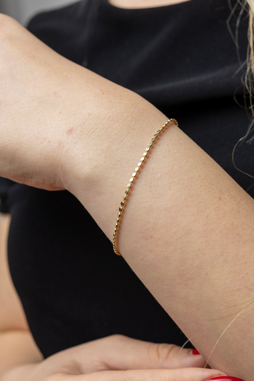 CAMi 18k Gold Filled 2mm Dot Ball Bracelet – Dainty, Minimalist & Handcrafted in Brazil