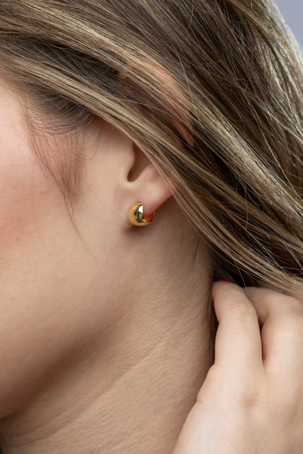 CAMi 18k Gold Filled Half Open Stud Earrings – Minimalist, Elegant & Everyday Chic