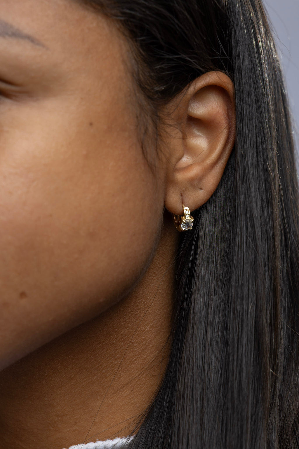CAMi 18k Gold Filled Mini Clicker with CZ Earrings – Dainty, Sparkling & Everyday Chic