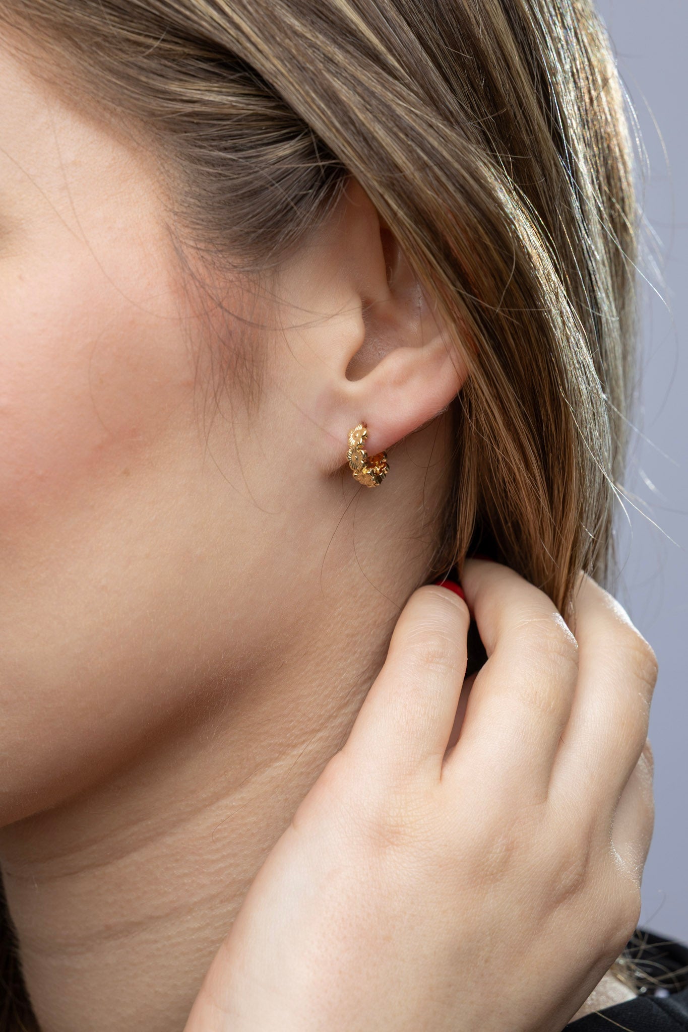 18k Gold Filled Flower Huggie Hoop Earrings – Dainty, Feminine & Everyday Chic