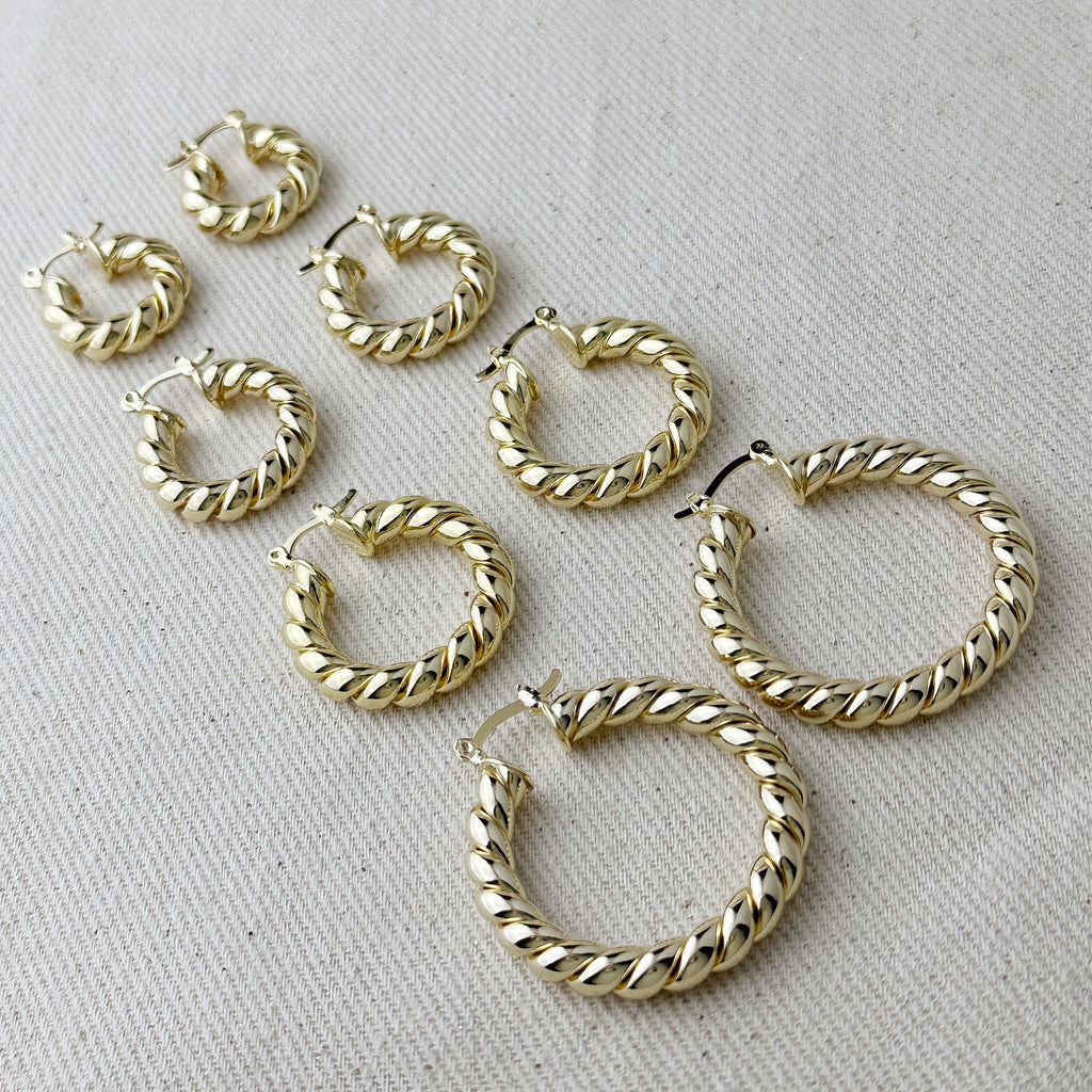 18k Gold Filled Twisted Tube Hoop Earrings – The Croissant Hoops | Elegant, Unique & Timeless
