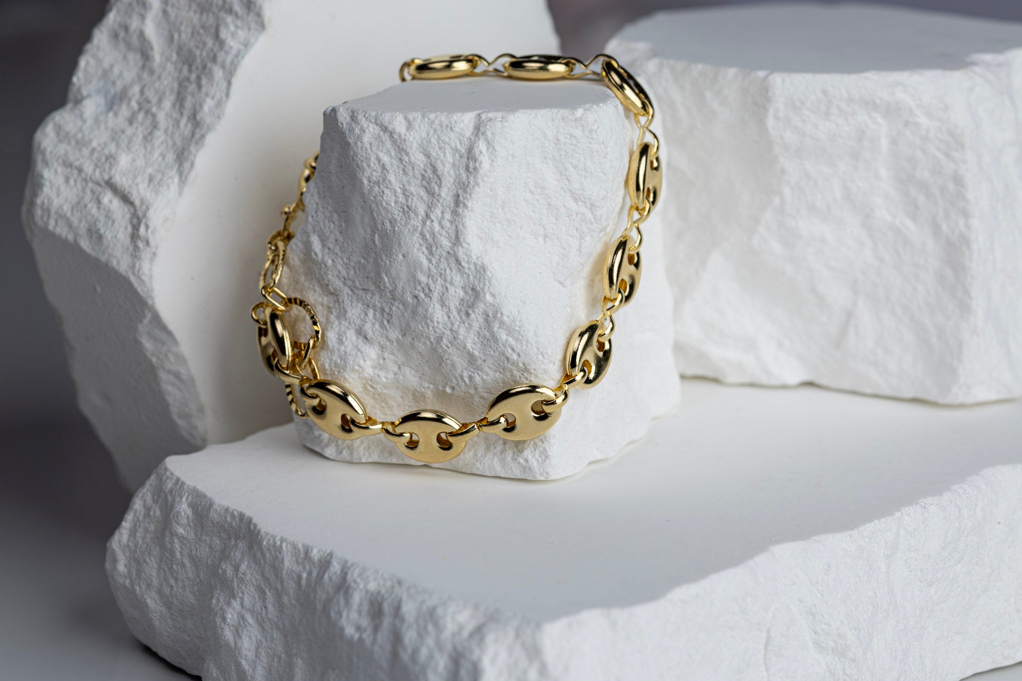 18k Gold Filled Puffy Mariner Bracelet with Unique Extender – Bold, Elegant & Handcrafted in Brazil