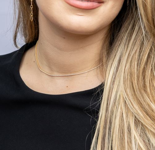CAMi 18k Gold Filled 1.2mm CZ Tennis Necklace – Minimalist, Elegant & Handcrafted in Brazil