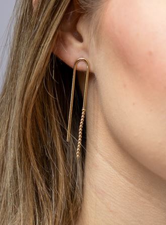 18k Gold Filled Shaped Drop Earrings with Beaded End – Elegant, Modern & Timeless