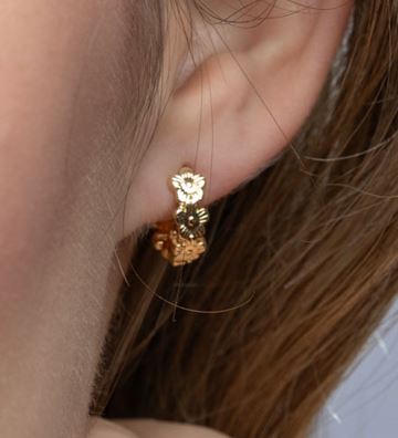 18k Gold Filled Flower Huggie Hoop Earrings – Dainty, Feminine & Everyday Chic