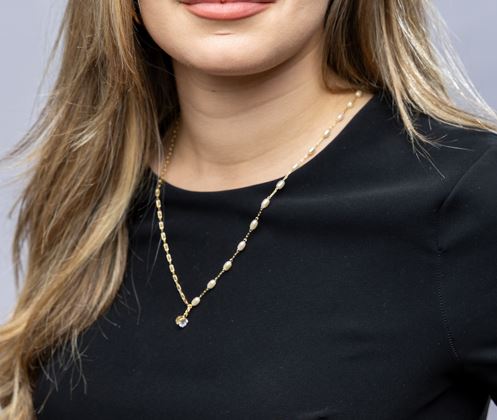 CAMi 18k Gold Filled Oval Pearl Necklace with CZ Charm – Elegant, Unique & Handcrafted in Brazil